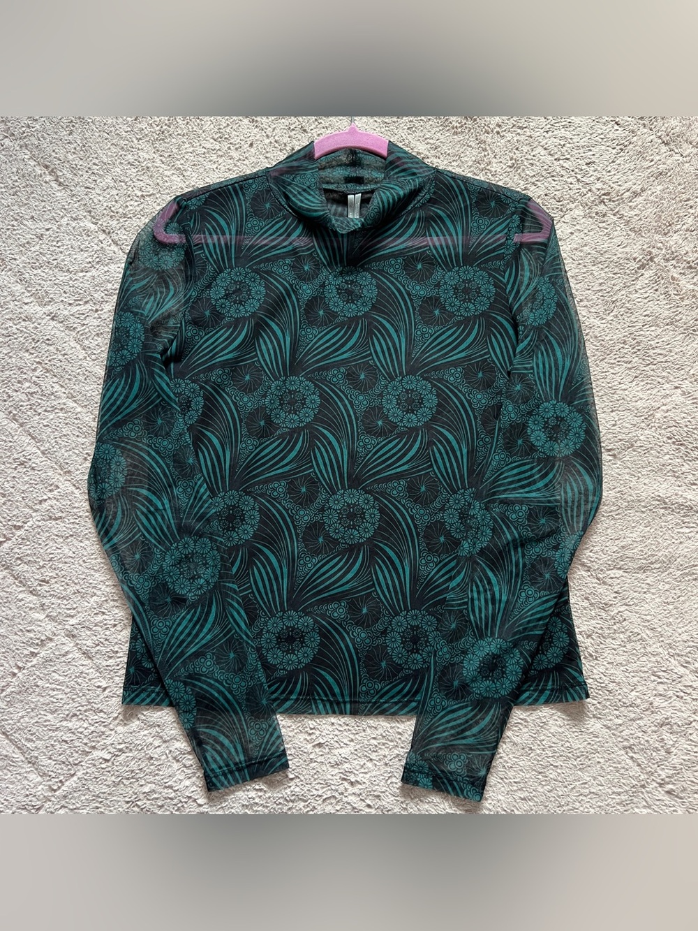 Anthropologie Floral Mesh Top Sheer Boho Preppy Stretchy Summer Vacation Size S